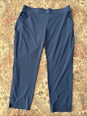 Eddie Bauer XL NWT Departure Ankle Pants Dusty Indigo Blue Travex Stretchy Pull